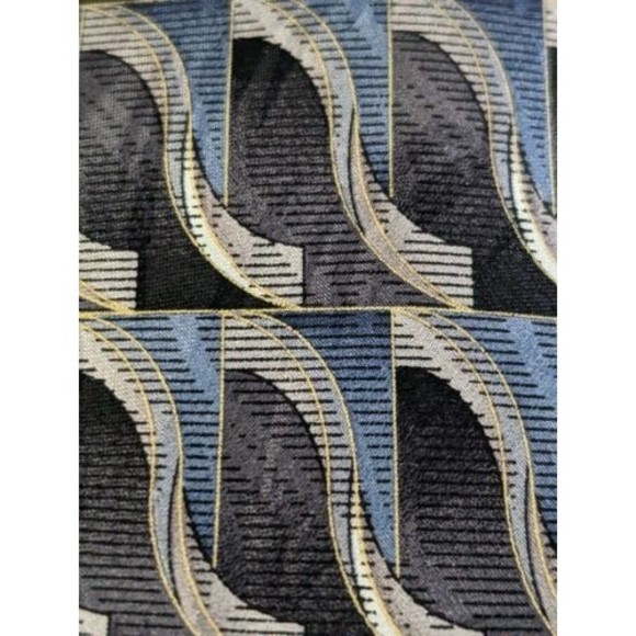 Keith Daniels Blue Silver Geometric Slope Print Silk Neck Tie Handmade 57" - Picture 3 of 6
